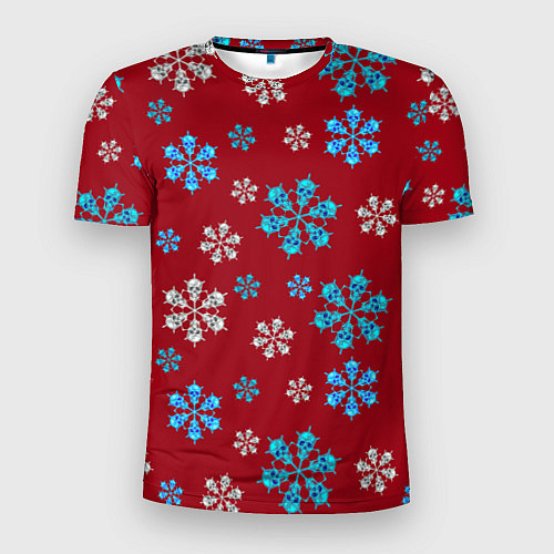 Мужская спорт-футболка Снежинки Черепа красный / 3D-принт – фото 1