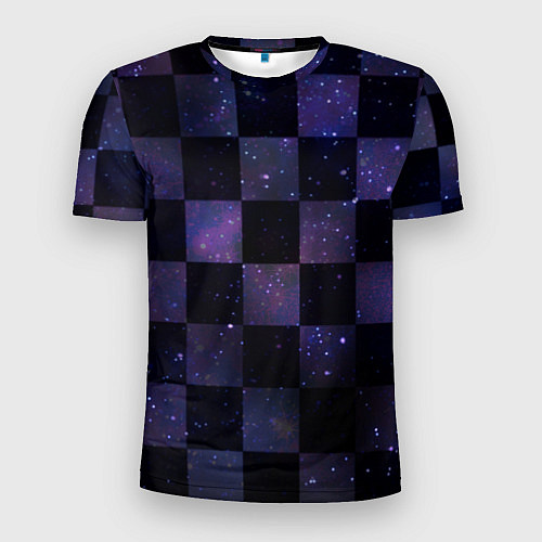 Мужская спорт-футболка Space Neon Chessboard / 3D-принт – фото 1
