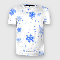 Мужская спорт-футболка Голубые снежинки падают