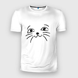 Мужская спорт-футболка Милый котик на белом