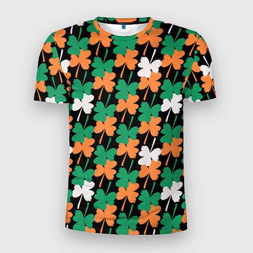 Мужская спорт-футболка Клевер в цветах Ирландского флага паттерн / 3D-принт – фото 1