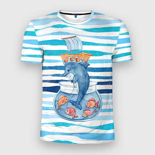 Мужская спорт-футболка Дельфин Море / 3D-принт – фото 1