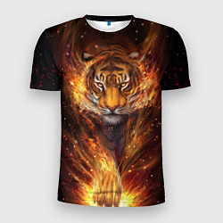Мужская спорт-футболка Огненный тигр Сила огня