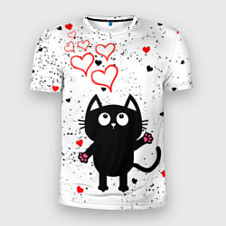 Мужская спорт-футболка Влюблённый котик Cat Love