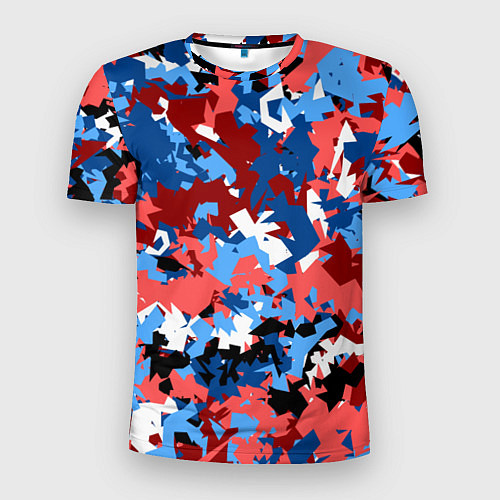 Мужская спорт-футболка Красно-синий камуфляж / 3D-принт – фото 1