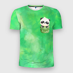 Мужская спорт-футболка Милая панда в кармане