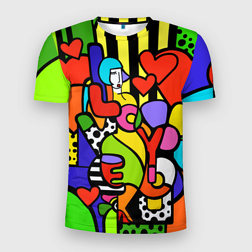 Мужская спорт-футболка Romero Britto - love you / 3D-принт – фото 1