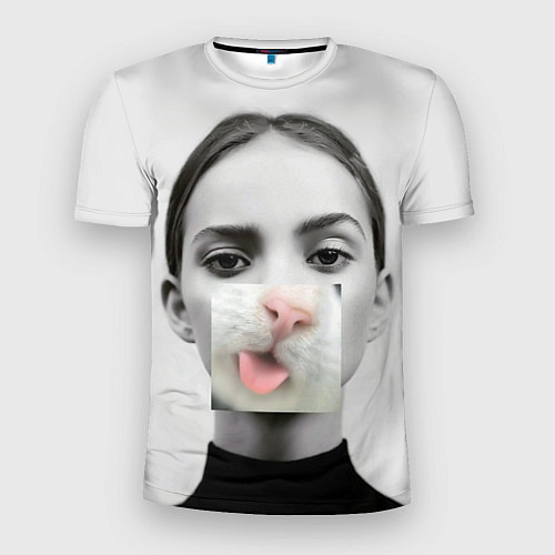 Мужская спорт-футболка Девушка с кошачьим язычком / 3D-принт – фото 1