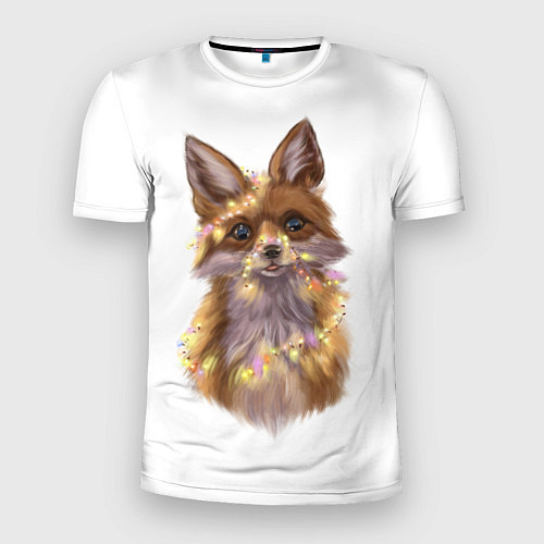 Мужская спорт-футболка Fox with a garland / 3D-принт – фото 1