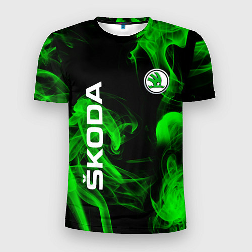 Мужская спорт-футболка Skoda: Green Smoke / 3D-принт – фото 1