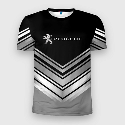 Мужская спорт-футболка Peugeot серая геометрия / 3D-принт – фото 1