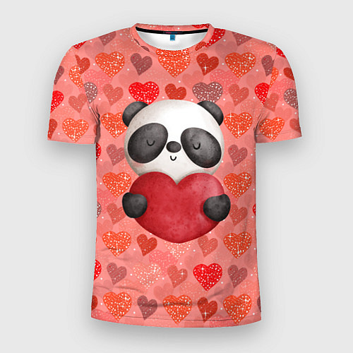 Мужская спорт-футболка Панда с сердечком день влюбленных / 3D-принт – фото 1