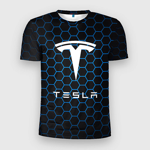 Мужская спорт-футболка Tesla Соты / 3D-принт – фото 1