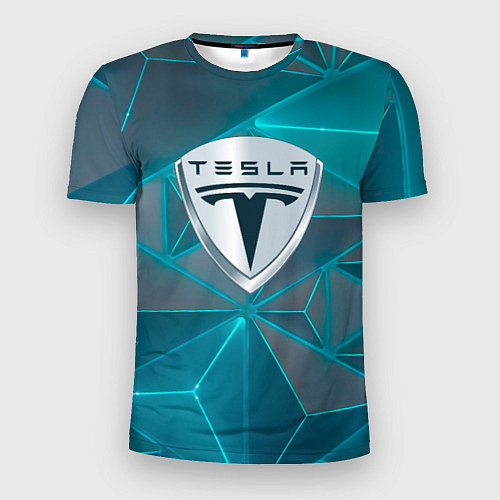 Мужская спорт-футболка Tesla неоновые треугольники / 3D-принт – фото 1