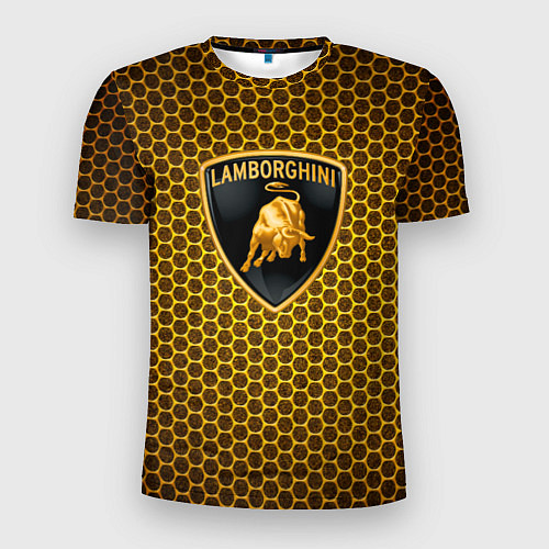 Мужская спорт-футболка Lamborghini gold соты / 3D-принт – фото 1