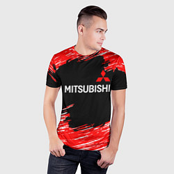 Футболка спортивная мужская Mitsubishi размытые штрихи, цвет: 3D-принт — фото 2