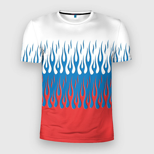 Мужская спорт-футболка Флаг России пламя / 3D-принт – фото 1
