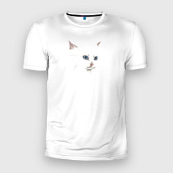 Мужская спорт-футболка Белый незаметный кот