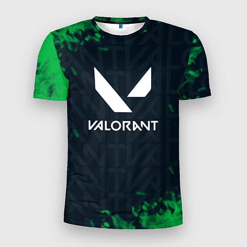Мужская спорт-футболка Valorant Green Fire / 3D-принт – фото 1