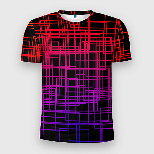 Мужская спорт-футболка Кривая клетка / 3D-принт – фото 1