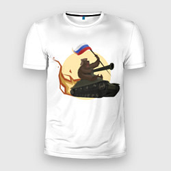 Мужская спорт-футболка Медведь летит на танке