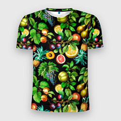 Футболка спортивная мужская Сочные фрукты - персик, груша, слива, ананас, цвет: 3D-принт
