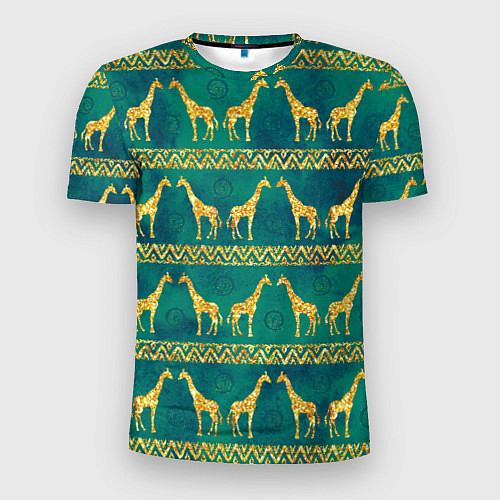 Мужская спорт-футболка Золотые жирафы паттерн / 3D-принт – фото 1