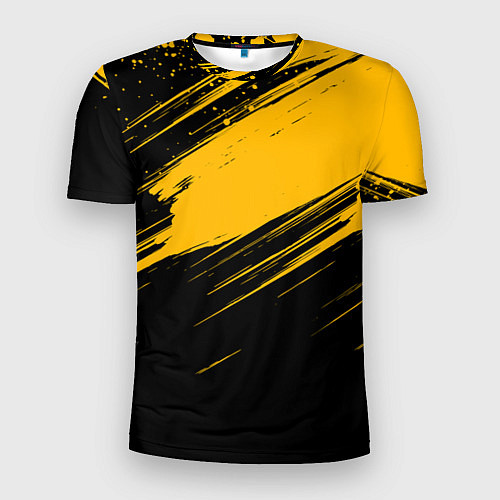 Мужская спорт-футболка Black and yellow grunge / 3D-принт – фото 1