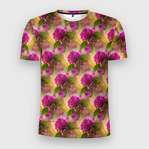 Мужская спорт-футболка Фиолетовые цветочки 3d / 3D-принт – фото 1