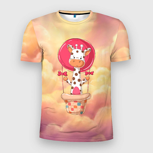 Мужская спорт-футболка Жираф на воздушном шаре / 3D-принт – фото 1