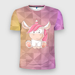 Мужская спорт-футболка Единорог с розовыми волосами