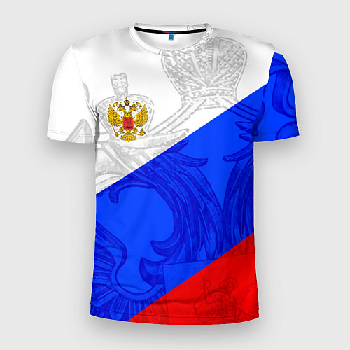 Мужская спорт-футболка Российский герб: триколор / 3D-принт – фото 1