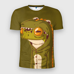 Мужская спорт-футболка Лягуха в костюме динозавра