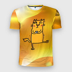 Мужская спорт-футболка Строгий кот занимается йогой