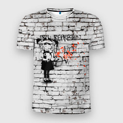 Мужская спорт-футболка Banksy Девочка в Противогазе Бэнкси