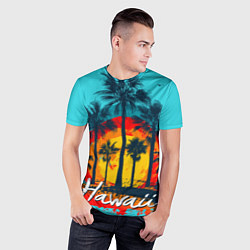 Футболка спортивная мужская Hawaii Солнце, Пальмы, цвет: 3D-принт — фото 2