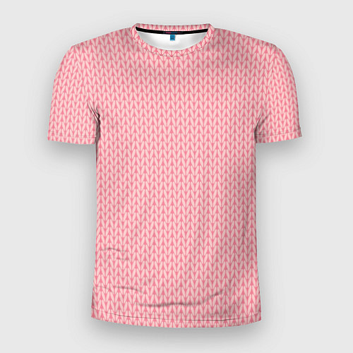 Мужская спорт-футболка Вязаный простой узор косичка Три оттенка розового / 3D-принт – фото 1