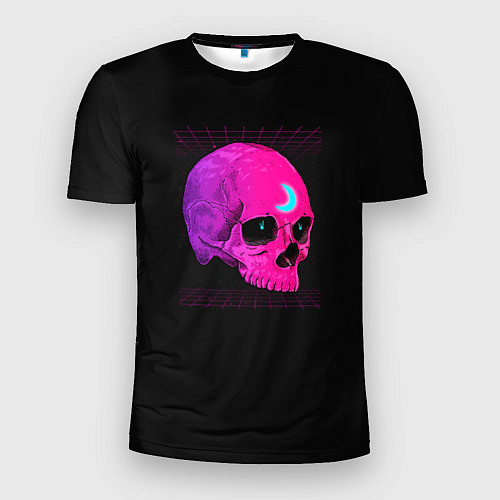 Мужская спорт-футболка Неоновый череп с огоньками / 3D-принт – фото 1