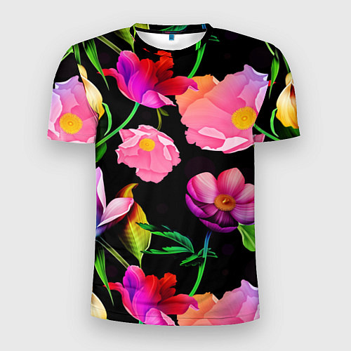 Мужская спорт-футболка Цветочный узор Floral pattern / 3D-принт – фото 1