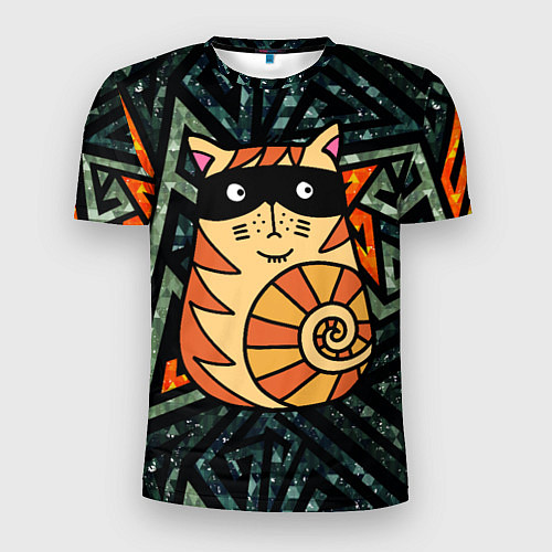Мужская спорт-футболка Кот в черной маске / 3D-принт – фото 1