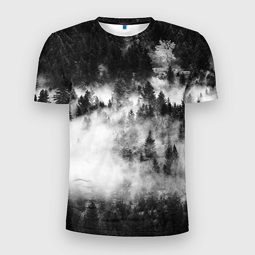 Мужская спорт-футболка Мрачный лес - туман / 3D-принт – фото 1