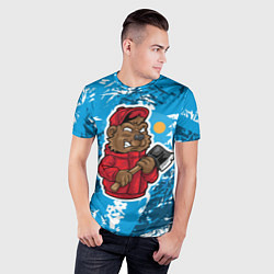 Футболка спортивная мужская Медведь дровосек, цвет: 3D-принт — фото 2