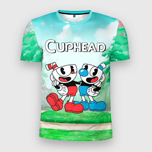 Мужская спорт-футболка Cuphead Красная и синяя чашечка / 3D-принт – фото 1