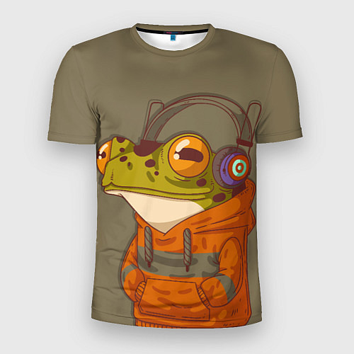 Мужская спорт-футболка Лягуха в наушниках / 3D-принт – фото 1