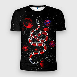 Мужская спорт-футболка Змея в Красном Космосе Space Snake