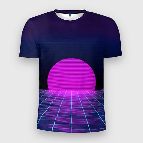 Мужская спорт-футболка Закат розового солнца Vaporwave Психоделика / 3D-принт – фото 1