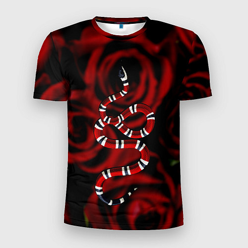 Мужская спорт-футболка Змея в Цветах Розы Snake Rose / 3D-принт – фото 1