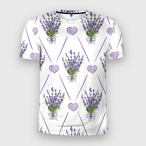 Мужская спорт-футболка Лавандовые сердца / 3D-принт – фото 1
