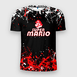 Мужская спорт-футболка Super mario брызги красок