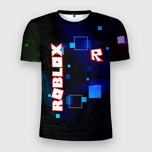 Мужская спорт-футболка ROBLOX неоновые кубики / 3D-принт – фото 1